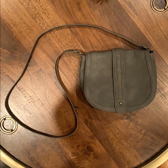 EXPRESS Grey Leather-Look Crossbody Bag